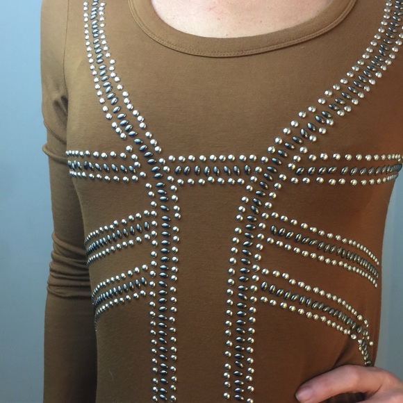 Torn by Ronny Kobo Brown Studded Long Sleeve Dress - Picture 6 of 8